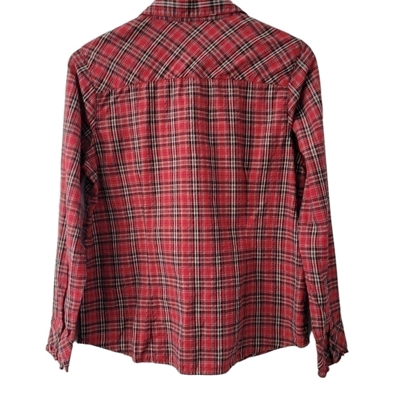 Vintage 80s Northern Reflections Ruffled Red Plaid Long Sleeve Shirt Size M - Picture 3 of 9